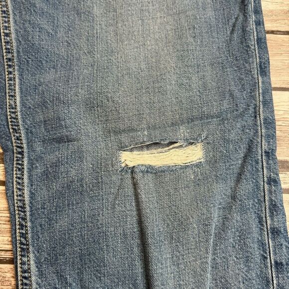 Everlane Women's Distressed Ripped Straight Leg Button Fly Tapered Jeans 31 Blue - Picture 8 of 13